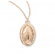 Gold Over Sterling Silver Oval Miraculous Medal - Necklace