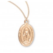 16kt Gold Over Sterling Silver Small Oval Miraculous 18" Chain - Boxed - Necklace 16kt Gold Over Sterling Silver Small Oval Miraculous 18" Chain - Boxed - Necklace