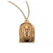 16kt Gold Over Sterling Renaissance Jesus Medal 18" Chain - Boxed - Necklace