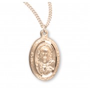 16kt Gold Over Sterling Silver Small Oval Scapular 18" Chain - Boxed - Necklace 16kt Gold Over Sterling Silver Small Oval Scapular 18" Chain - Boxed - Necklace