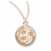 Gold over Sterling Silver Round Shaped Holy Baptism Medal - Necklace