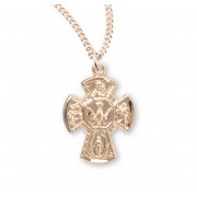 16kt Gold Over Sterling Sm 4-Way W/ Holy Spirit-18" Ch Boxed - Necklace 16kt Gold Over Sterling Sm 4-Way W/ Holy Spirit-18" Ch Boxed - Necklace