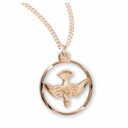 16kt Gold Over Sterling Open Circle w/Dove 18" Chain - Boxed - Necklace