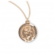 16kt Gold Over Sterling Silver Round St Christopher 18" Chain - Boxed - Necklace 16kt Gold Over Sterling Silver Round St Christopher 18" Chain - Boxed - Necklace