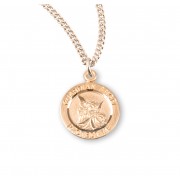 16kt. Gold Over Sterling Silver Small Round Guardian Angel 13" Chain - Boxed - Necklace
