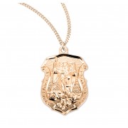 16kt Gold Over Sterling Small St. Michael Shield - 20" Chain - Boxed - Necklace