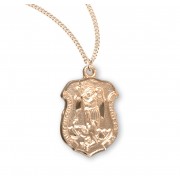 Saint Michael Gold Over Sterling Silver Badge Medal - Necklace