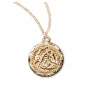 Gold Sterling Silver Sm 0.8" Holy Michael Archangel Medal 18" Chain - Boxed - Necklace
