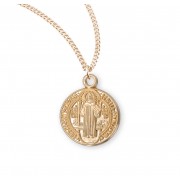 Saint Benedict Round Jubilee Gold Over Sterling Silver Medal - Necklace