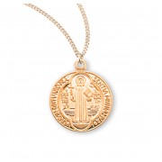 16kt Gold Over Sterling Small Round St. Benedict 18" Chain - Boxed - Necklace