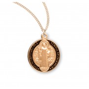 16kt Gold Over Sterling Round St. Benedict Jubilee Medal - 18" Chain - Boxed - Necklace