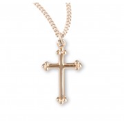 Gold Over Sterling Silver Small Budded Cross - Necklace