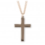 Gold Over Sterling Silver 1-3/8" Latin style basic cross with a high polished finish on a 24" Chain - Boxed - Necklace