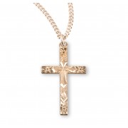 16kt Gold Over Sterling Flowered Tip Cross 18" Chain - Boxed - Necklace 16kt Gold Over Sterling Flowered Tip Cross 18" Chain - Boxed - Necklace