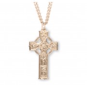 Gold Over Sterling Large Celtic Cross-24" Chain Boxed - Necklace