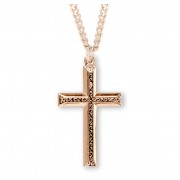 16kt Gold Over Sterling Silver engraved vine pattern high polished 1" cross 20" Chain - Boxed - Necklace 16kt Gold Over Sterling Silver engraved vine pattern high polished 1" cross 20" Chain - Boxed - Necklace