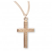 16kt Gold Over Sterling High Polished Flower Center Cross 18" Chain - Boxed - Necklace 16kt Gold Over Sterling High Polished Flower Center Cross 18" Chain - Boxed - Necklace