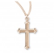 Gold Over Sterling Silver High Polished 1" Cross with Flower Tips on 18" Chain - Boxed - Necklace