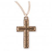 16kt Gold plated high polished plain cross with an 18" Chain - Boxed - Necklace