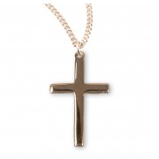 Gold Over Sterling Silver High Polished Cross - Necklace