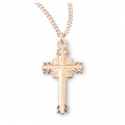 16kt Gold Over Sterling Plain Cross w/Beaded Ends - 18" Chain - Boxed - Necklace