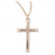 16kt Gold Over Sterling Plain Cross w/Beaded Ends *18" Chain - Boxed - Necklace