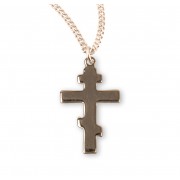 Gold Over Sterling Silver Plain Greek Cross-18"Chain - Boxed - Necklace