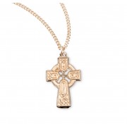 16kt Gold Over Sterling Silver Irish Celtic Cross-13" Chain - Boxed - Necklace 16kt Gold Over Sterling Silver Irish Celtic Cross-13" Chain - Boxed - Necklace