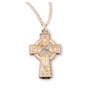 Gold Over Sterling Silver Irish Celtic cross Pendant - Necklace