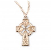 Gold Over Sterling Silver Irish Celtic cross Pendant - Necklace