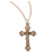 Flare Tipped Gold Over Sterling Silver Crucifix - Necklace