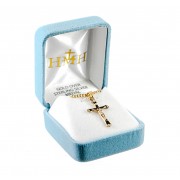 Gold Over Sterling Silver Crucifix W/ Flower Flare Tips-18" Chain - Boxed - Necklace