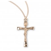 Gold Over Sterling Silver Narrow Crucifix - Necklace
