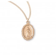 Gold Over Sterling Silver Oval Miraculous Medal - Necklace