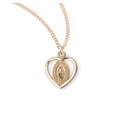 16kt. Gold Over Sterling Tiny Pierced Miraculous Heart 13" Chain - Boxed - Necklace
