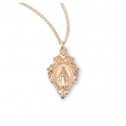 16kt Gold Over Sterling Silver Miraculous Medal with Fancy Leaf Swirled Top Border, 7/8" on 18" Chain - Boxed - Necklace 16kt Gold Over Sterling Silver Miraculous Medal with Fancy Leaf Swirled Top Border, 7/8" on 18" Chain - Boxed - Necklace