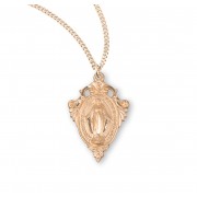 16kt Gold Over Sterling Silver Fancy Miraculous With Pierced Scroll on 18" Chain - Boxed - Necklace 16kt Gold Over Sterling Silver Fancy Miraculous With Pierced Scroll on 18" Chain - Boxed - Necklace