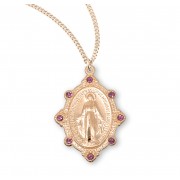 16kt Gold Over Sterling Miraculous W/ Pink Stones 18" Chain - Boxed 16kt Gold Over Sterling Miraculous W/ Pink Stones 18" Chain - Boxed