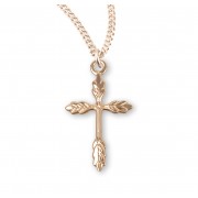 Gold Over Sterling Silver Wheat Cross - Necklace