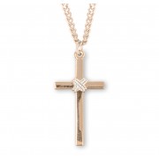 16kt Gold Over Sterling Tu-Tone Cross 24" Chain - Boxed - Necklace