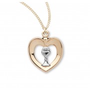 16kt Gold Over Sterling Tu-Tone Open Heart w/Inlayed Chalice 18" Chain - Boxed - Necklace