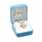 Gold Over Sterling Silver Chalice Heart Pendant W/Pearl Epoxy-18" Chain - Boxed - Necklace