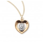 16kt Gold Over Sterling Tu-Tone Miraculous Inlayed Heart 18" Chain - Boxed - Necklace