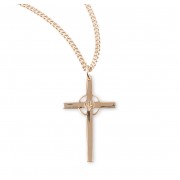 Gold Over Sterling Silver Holy Spirit Cross High Polished with Pierced Halo -18" Chain - Boxed - Necklace
