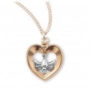 16kt Gold Over Sterling Tu-Tone Holy Spirit Inlayed Heart 18" Chain - Boxed - Necklace