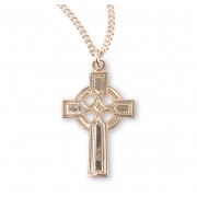 16kt Gold Over Sterling Small Plain Celtic Cross 18" Chain - Boxed - Necklace
