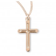 Gold Over Sterling Silver High Polished Cross - Necklace