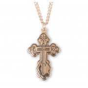 16kt Gold Over Sterling Small Orthodox Cross - 18" Chain - Boxed - Necklace