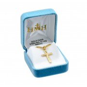 Gold Over Sterling Silver Star Burst Cross - Necklace