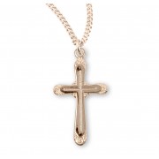 16kt 1 1/8' Gold Over Sterling Silver Rounded Edge Cross with Fancy Tips-18" Chain - Boxed - Necklace 16kt 1 1/8' Gold Over Sterling Silver Rounded Edge Cross with Fancy Tips-18" Chain - Boxed - Necklace